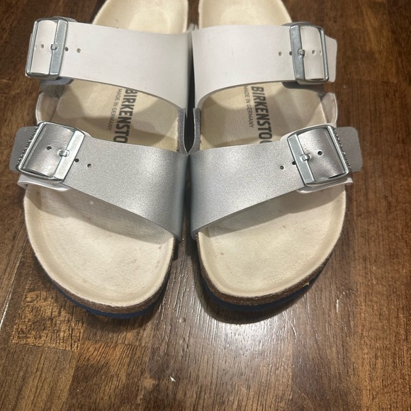 Birkenstock Shoes - Birkenstock Women’s Metallic Silver Sandals